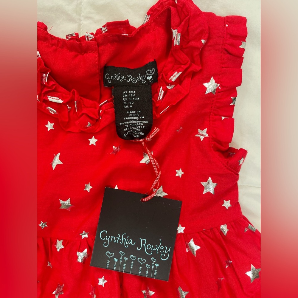 CYNTHIA ROWLEY• Kids Toddler Baby Girls Red Ruffle Star Tiered Dress NWT - Picture 10 of 11